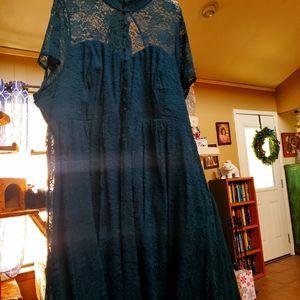 Torrid size 30 retrochic teal lace party dress